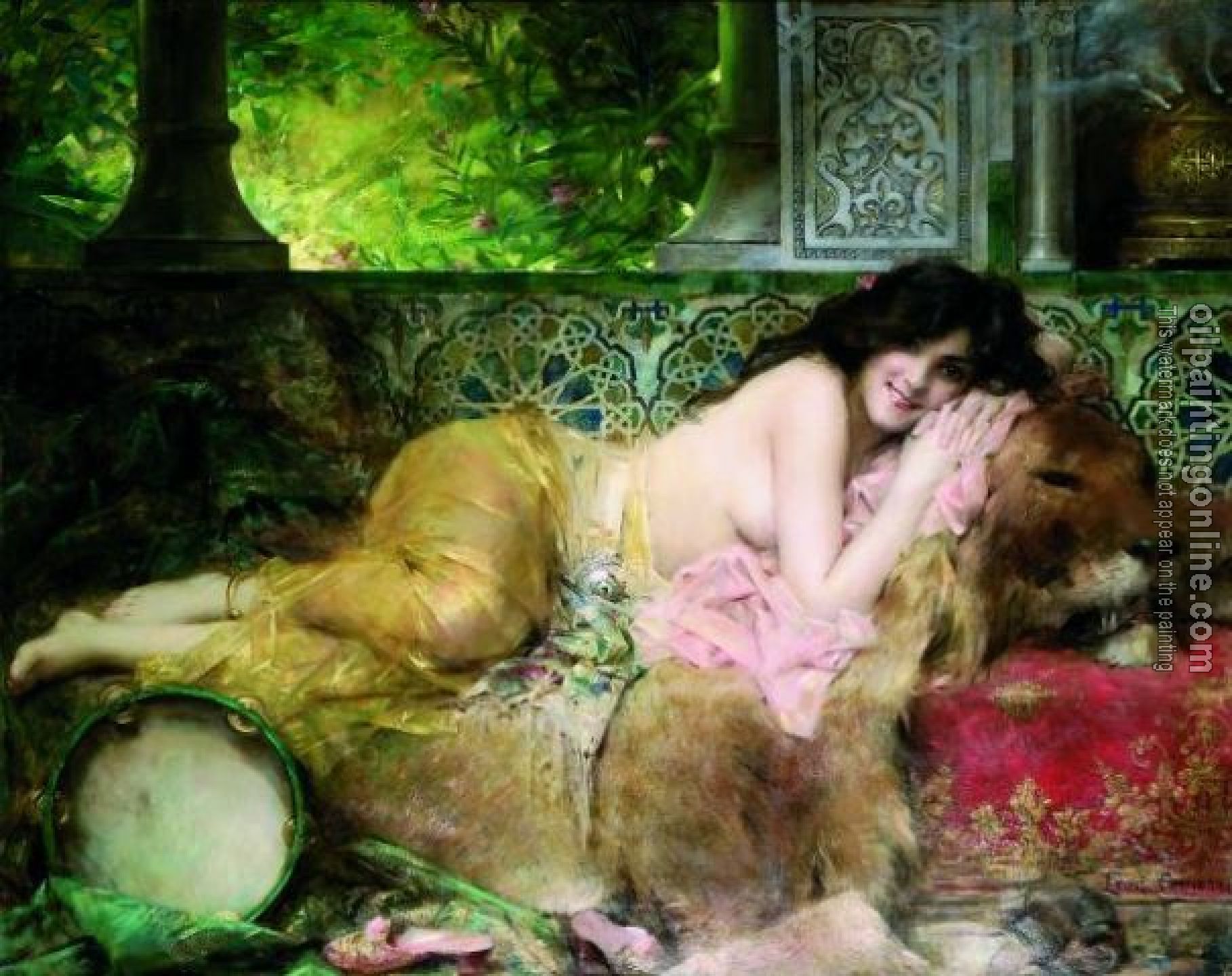 Comerre, Leon Francois - Odalisque au tambourin